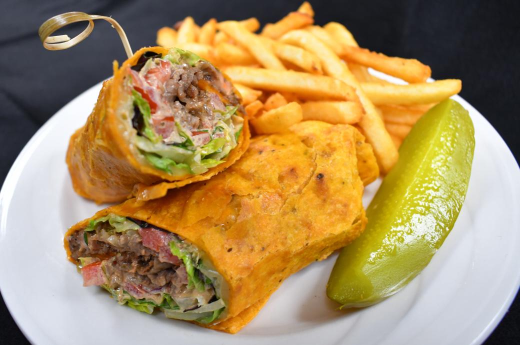 Spicy prime rib chicken wrap